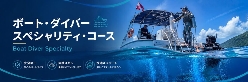 ボートから安全にエントリーして潜るPADIボートダイバースペシャリティコースのイメージ画像
