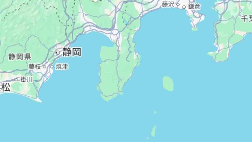 東伊豆と西伊豆の位置関係を示した伊豆半島の地図