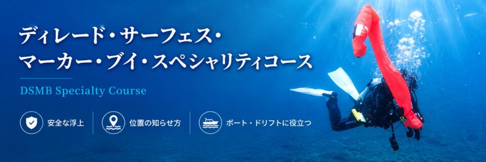水中でシグナルフロートを安全に打ち上げるPADI DSMBスペシャリティコースのイメージ画像