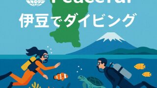 東伊豆と西伊豆のダイビングを比較するPeacefulの記事アイキャッチ