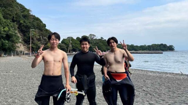 西伊豆・大瀬崎でPADI体験ダイビングを楽しんだ3名のゲスト